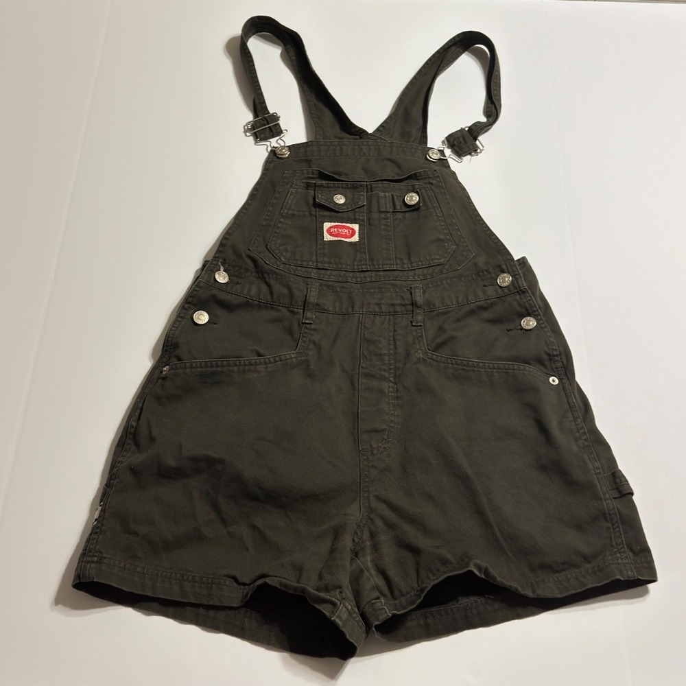 Vintage Revolt Clothing Co Olive Green Cotton Canvas Shortall Overalls Size M